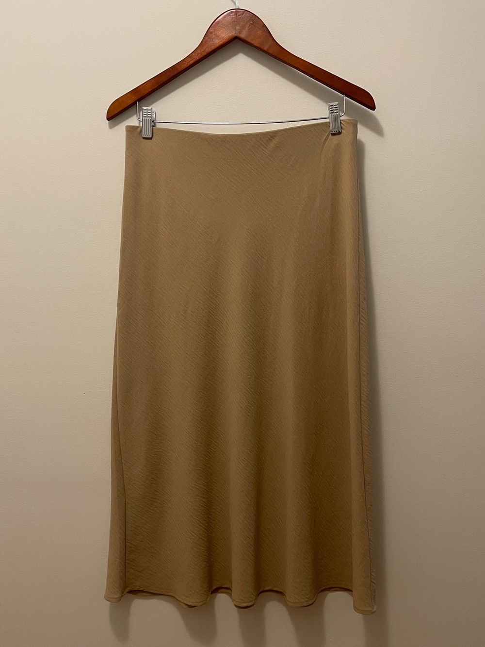 Classic Tan Midi Slip Skirt